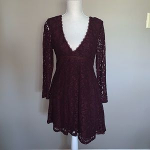 Lacey maroon dress